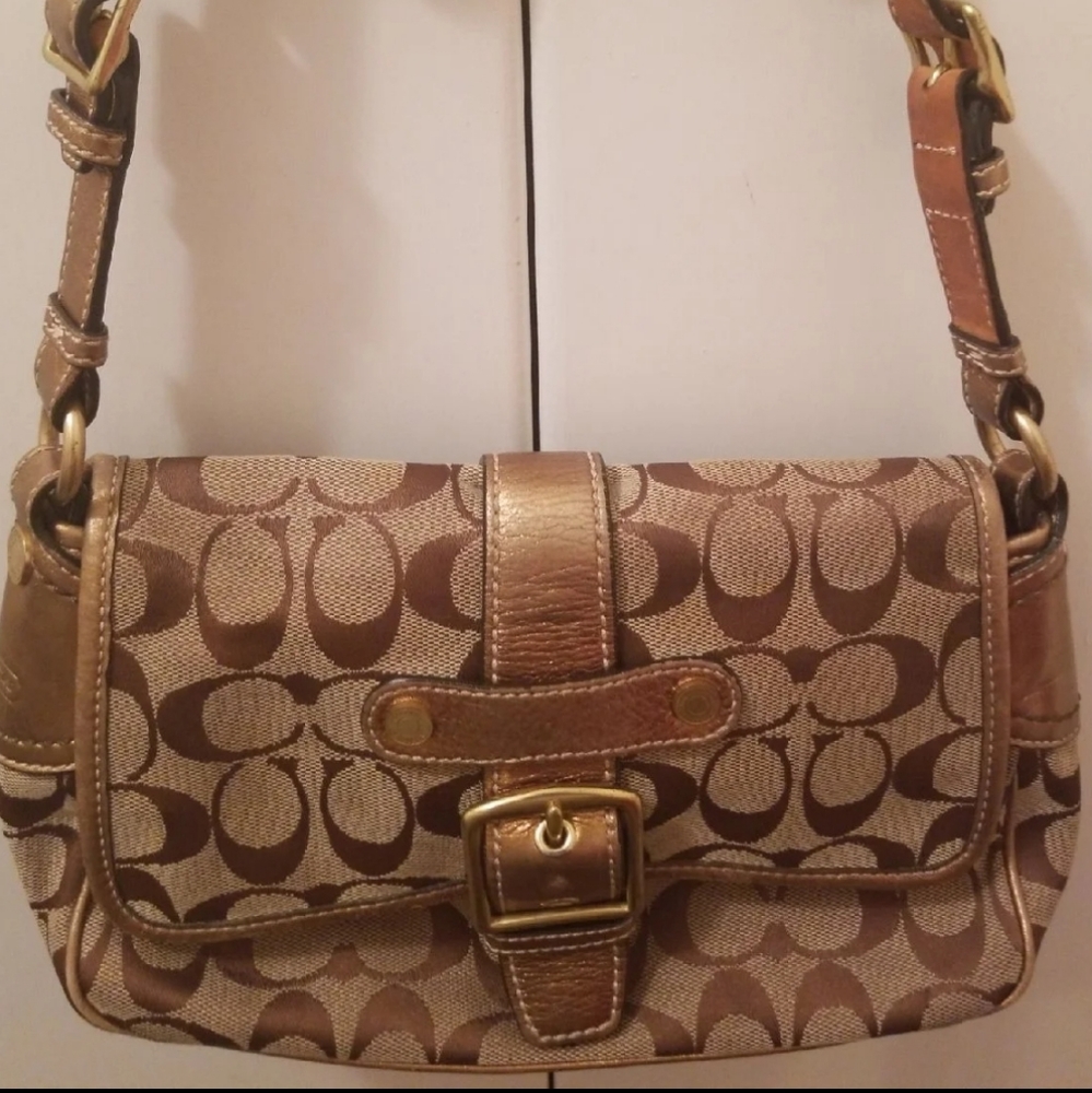Coach signature "C" canvas & leather handbag
